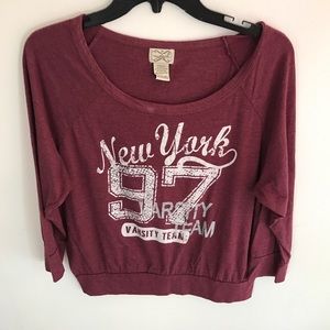 Maroon 3/4 sleeve shirt, size large